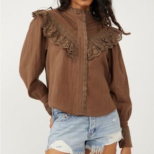 Free People Hit The Road Eyelet Buttondown